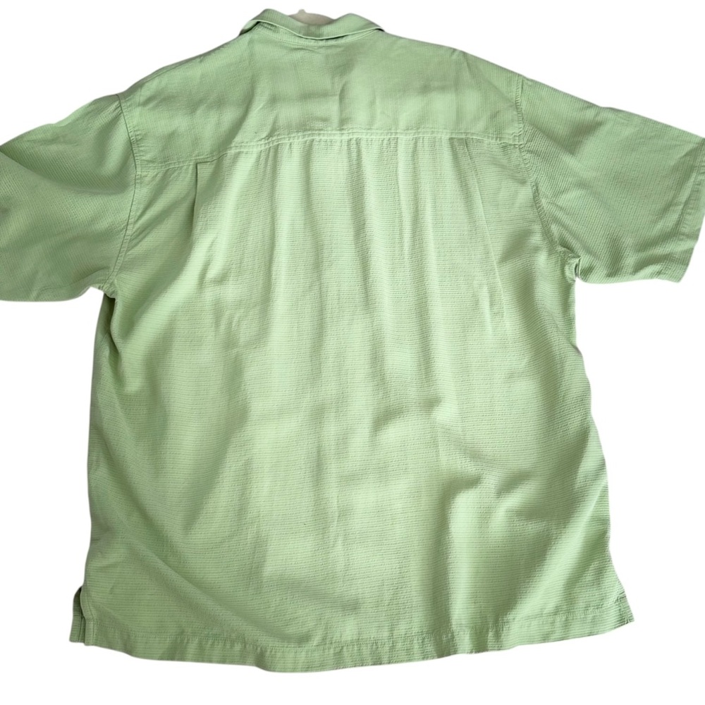 Tommy Bahama 100% Silk Men's Large Short Sleeve Green Button Down Textured Light - Picture 3 of 4